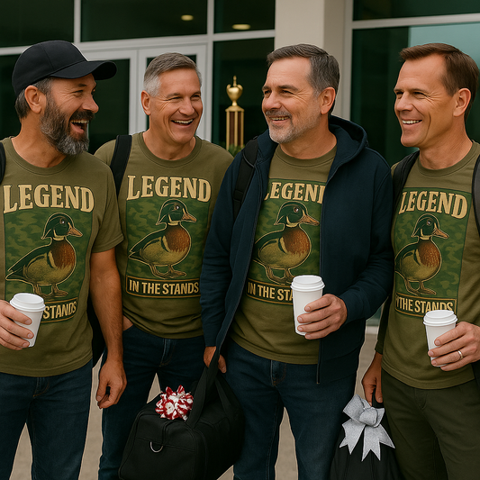 👉 Cheer Dad Shirt – Woods & Water “Legend in the Stands” Wood Duck Tee