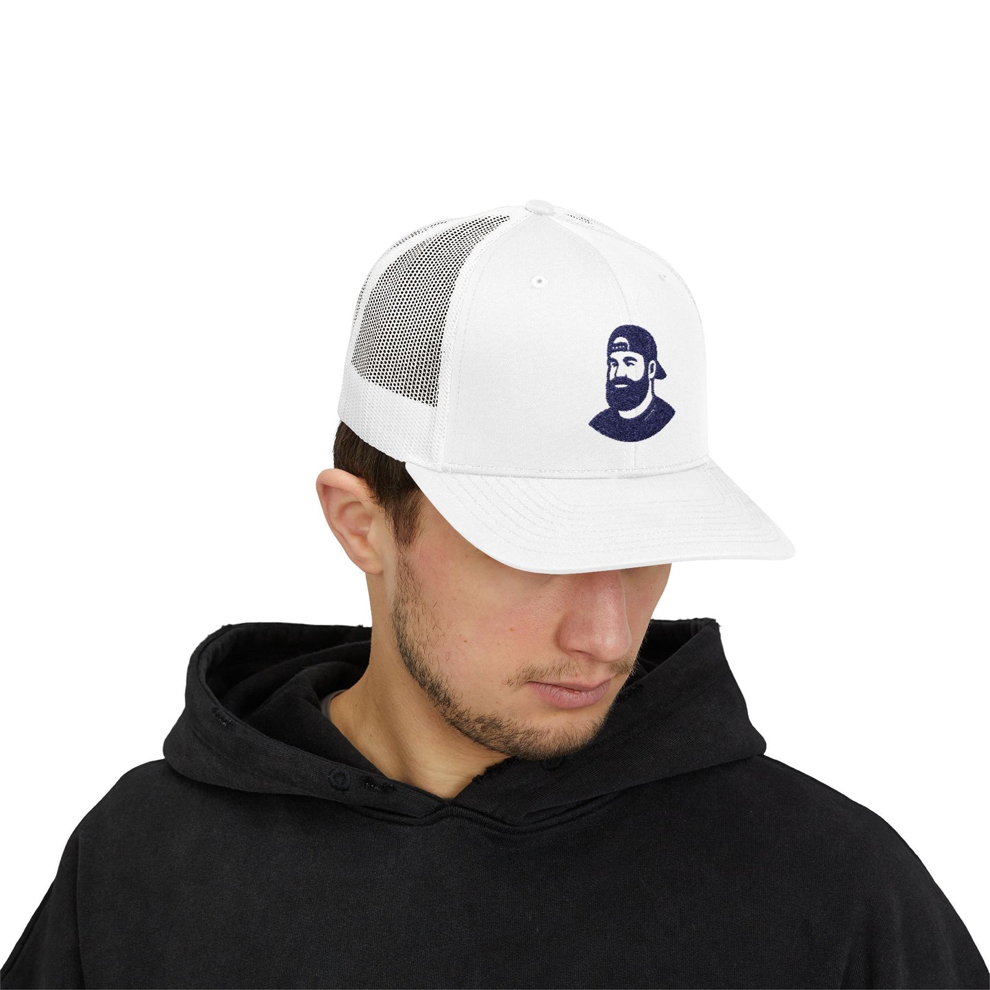 👉 Cheer Dad Hat – Embroidered Bearded Man Logo Trucker Hat | Legend in the Stands™