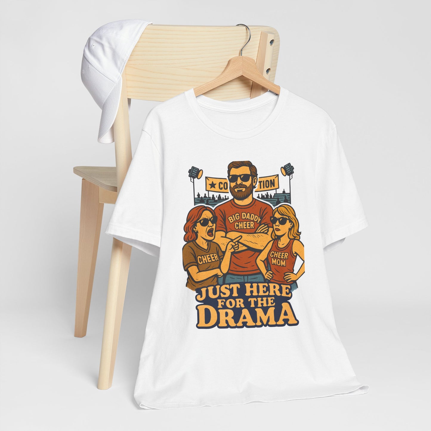 👉 Cheer Dad Shirt – Just Here for the Drama Tee