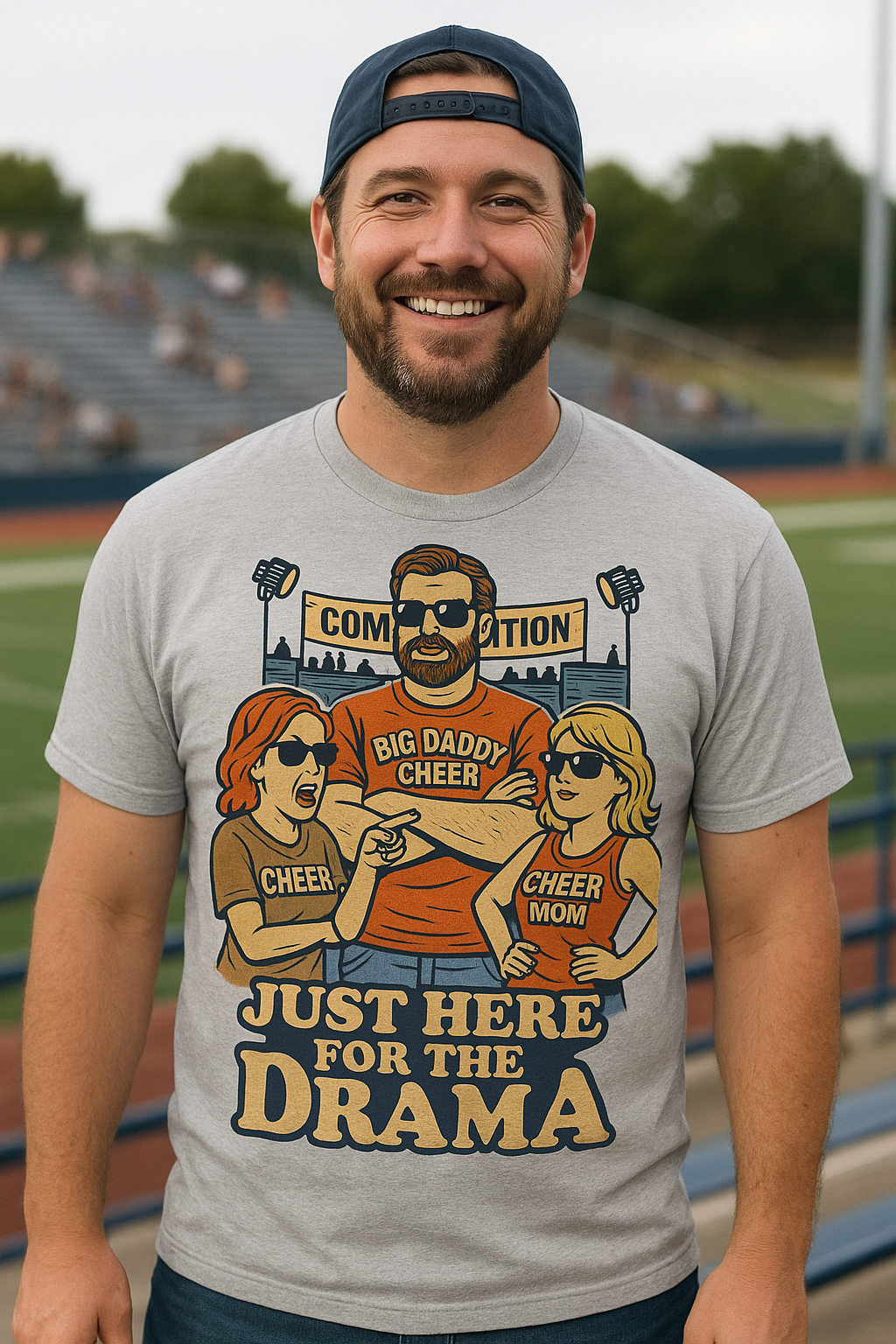 👉 Cheer Dad Shirt – Just Here for the Drama Tee